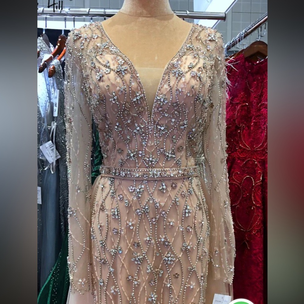 Serene Hill Lavender Embellished Long Sleeve Gown - Picture 5 of 9